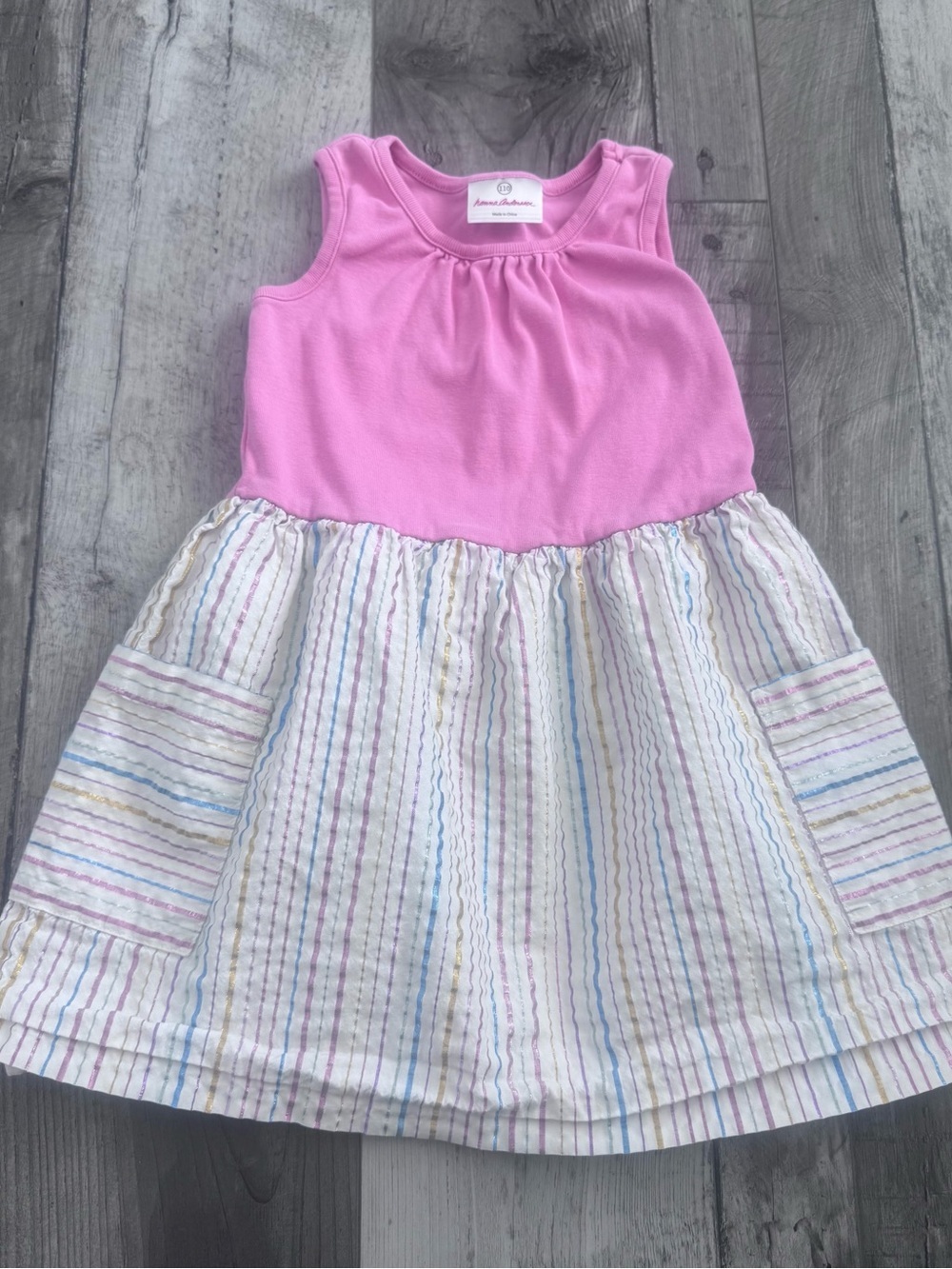 Hanna Andersson Summer Girls Feeling Sunny Tank Dress 110 Pink Striped